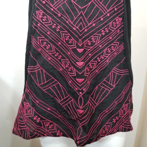 Sloane Rouge Womens Tank Top Small Black Embroidered Boho Sleeveless Open Back - Picture 5 of 10